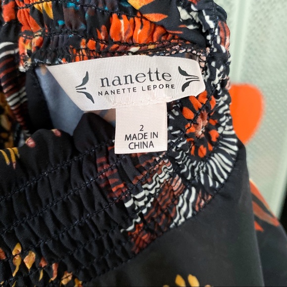 NWOT Nanette Lepore Smocked Printed High Low Dress - Picture 6 of 8